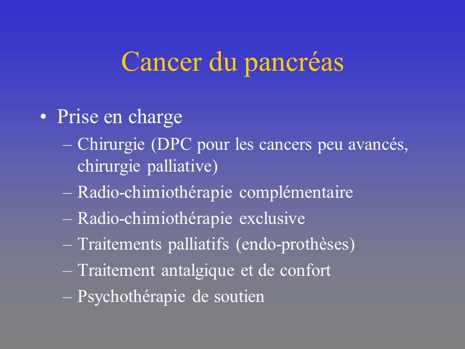Cancer du pancréas Prise en charge