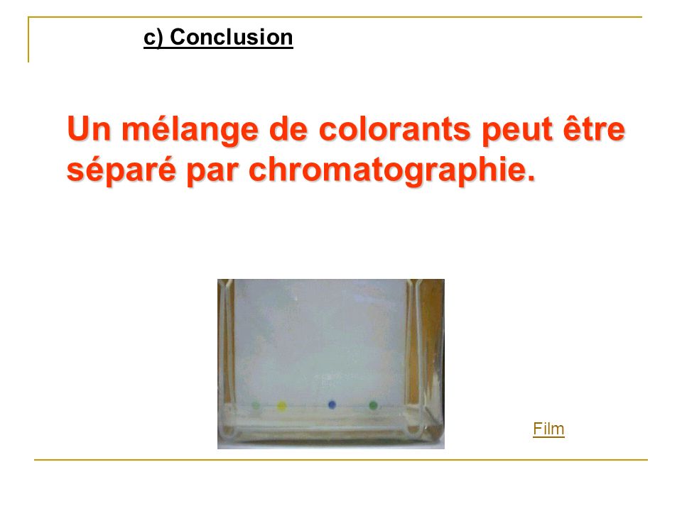 Un mélange de colorants peut être séparé par chromatographie.