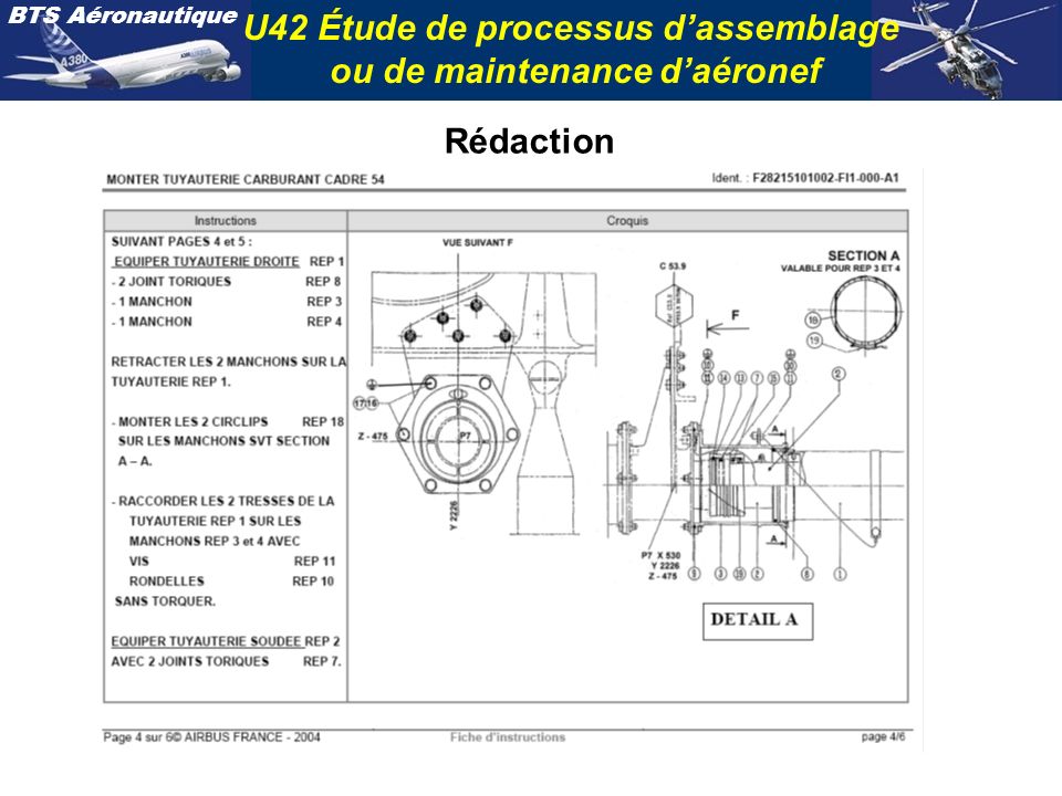 U42 Étude de processus d’assemblage ou de maintenance d’aéronef
