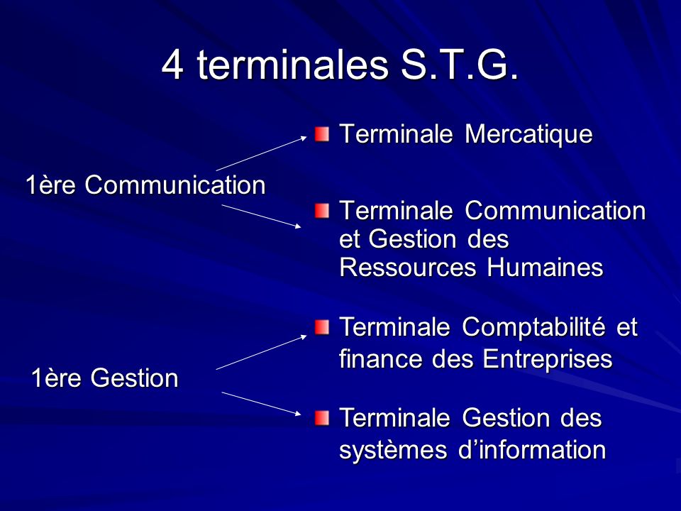 4 terminales S.T.G. Terminale Mercatique 1ère Communication