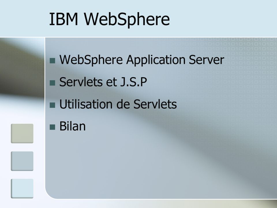 IBM WebSphere WebSphere Application Server Servlets et J.S.P