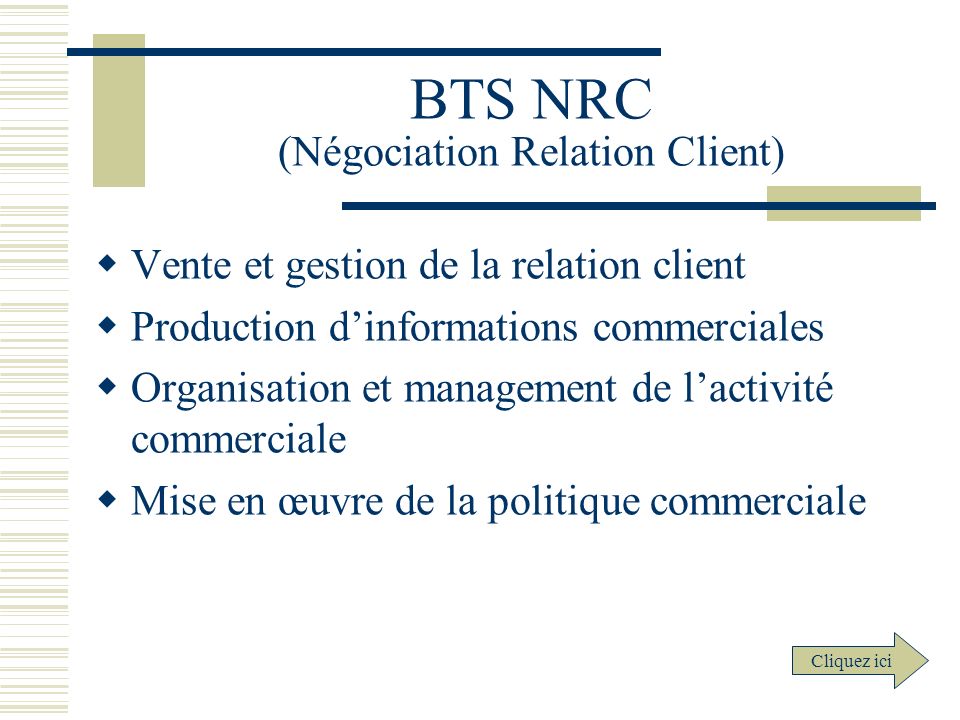 BTS NRC (Négociation Relation Client)
