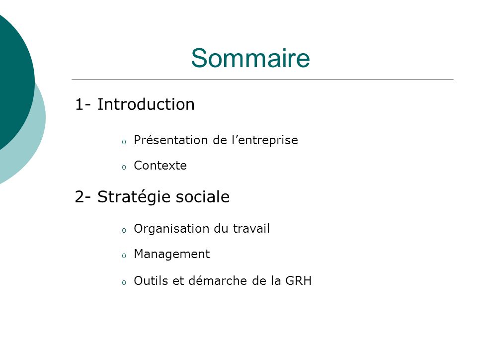 Sommaire 1- Introduction 2- Stratégie sociale