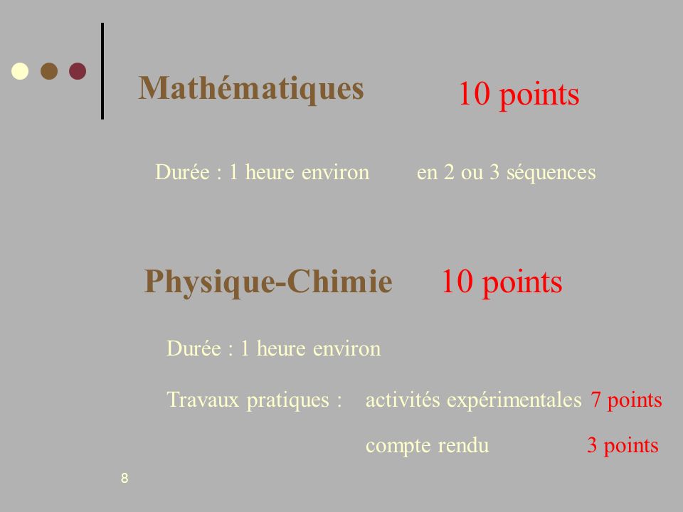Mathématiques 10 points Physique-Chimie 10 points
