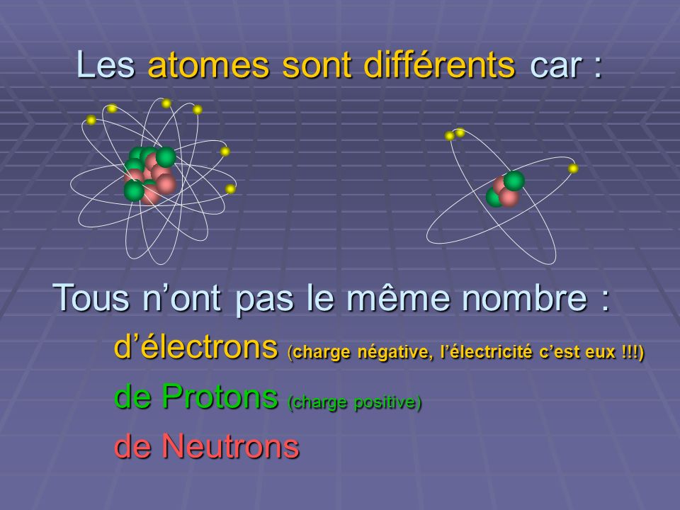 Les atomes sont différents car :