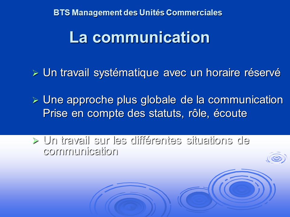 BTS Management des Unités Commerciales La communication