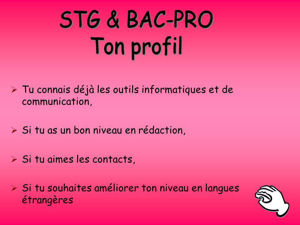 STG & BAC-PRO Ton profil