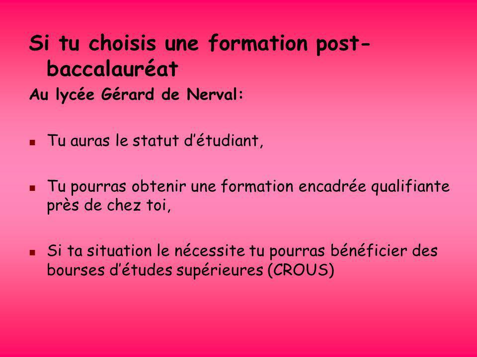 Si tu choisis une formation post-baccalauréat