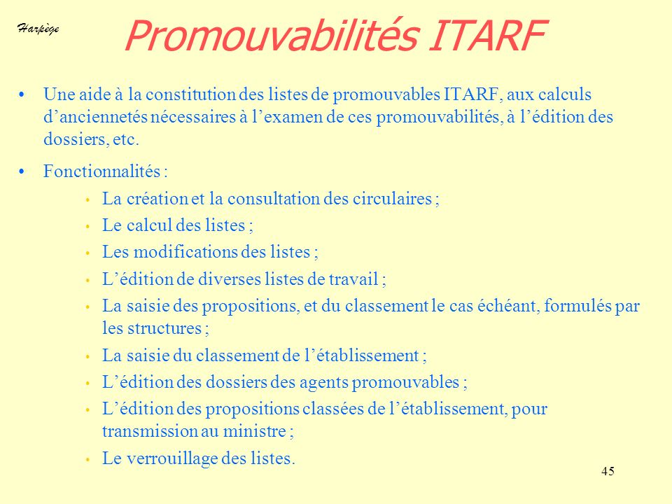 Promouvabilités ITARF