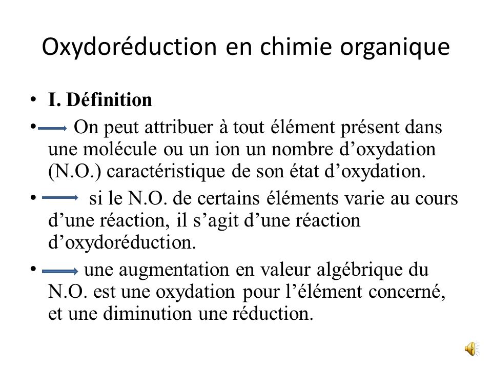Oxydoréduction en chimie organique