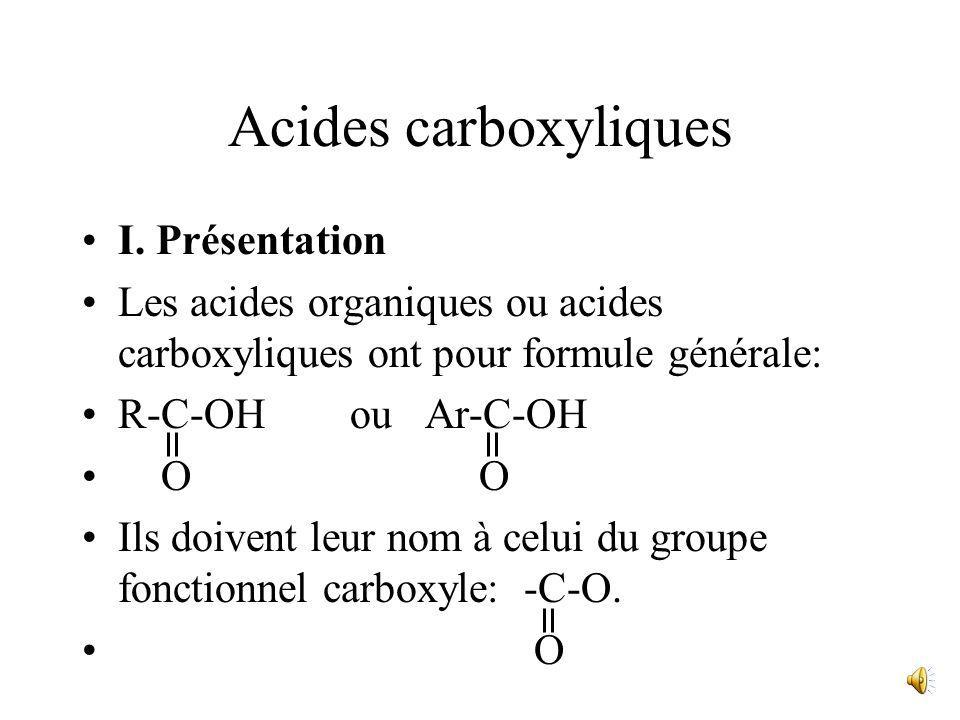 Acides carboxyliques I. Présentation