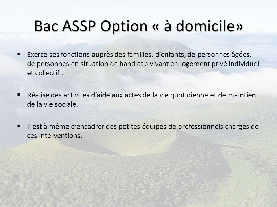 Bac ASSP Option « à domicile»