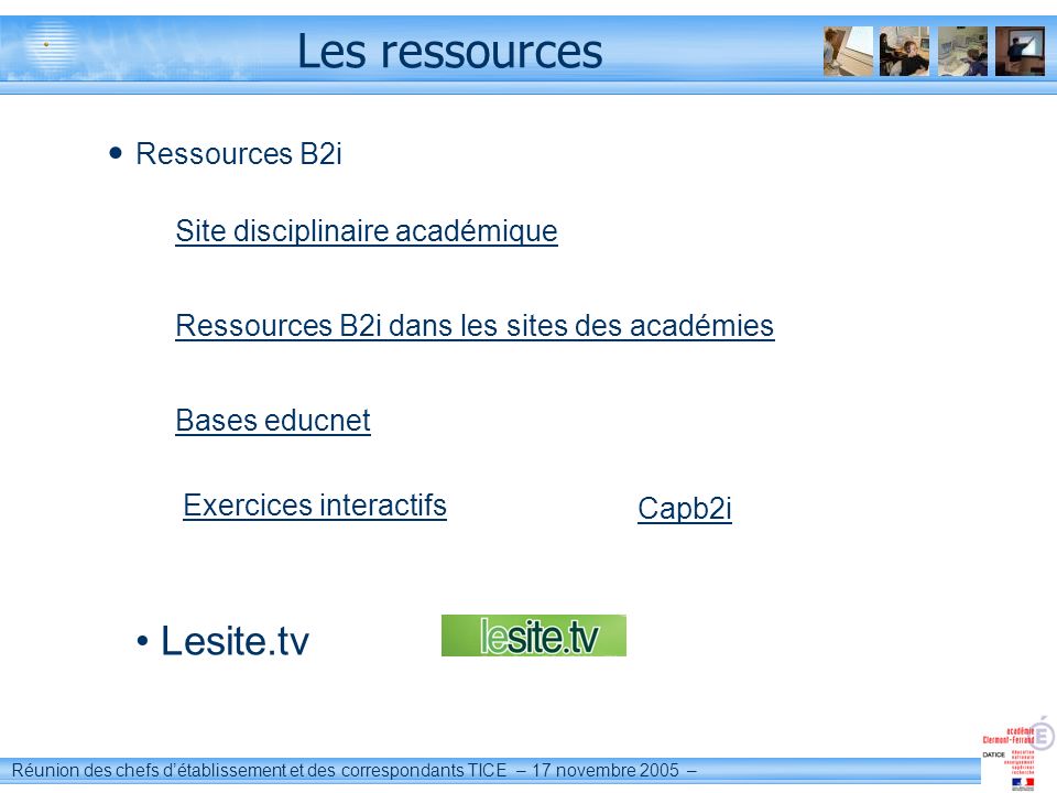 Les ressources Lesite.tv Ressources B2i Site disciplinaire académique