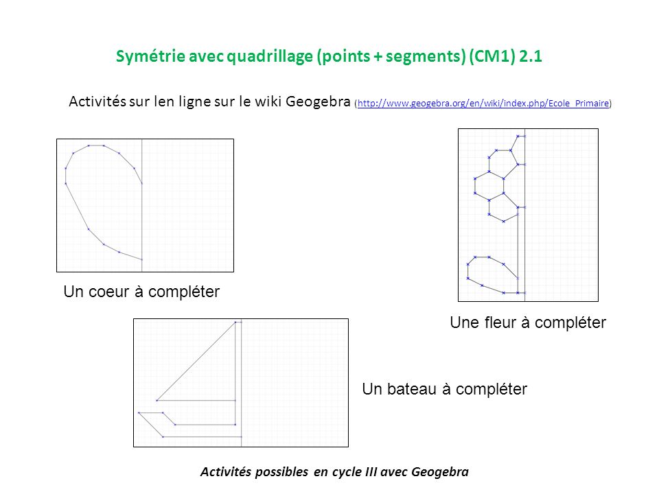 Symétrie avec quadrillage (points + segments) (CM1) 2.1