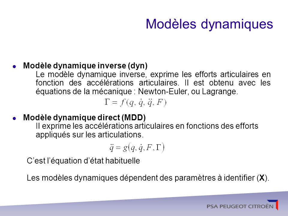 Modèles dynamiques Modèle dynamique inverse (dyn)