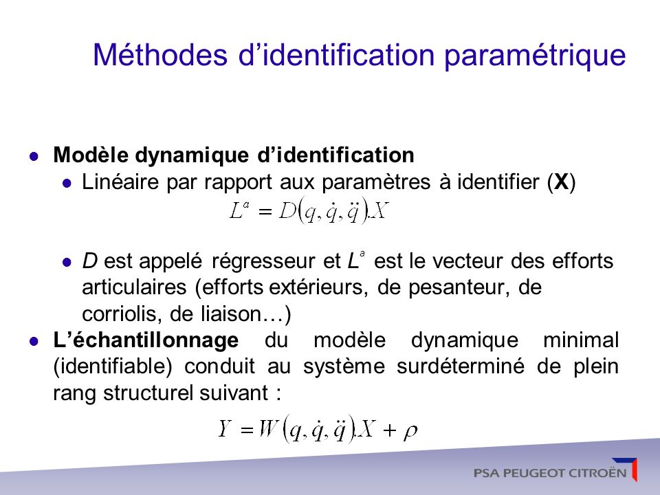 Méthodes d’identification paramétrique