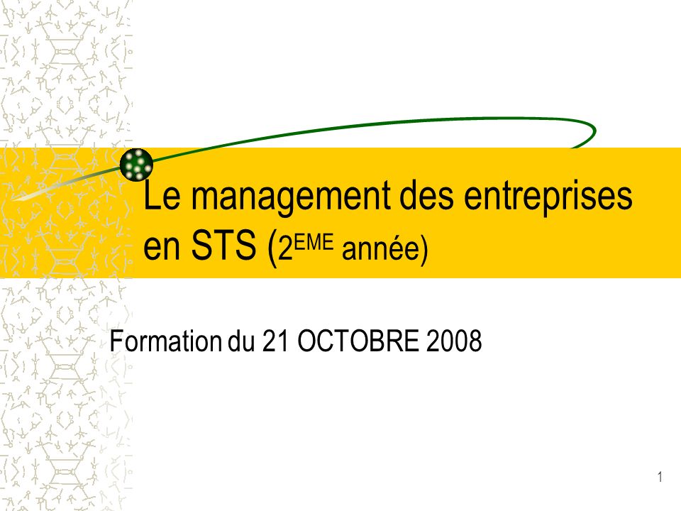 Le management des entreprises en STS (2EME année)