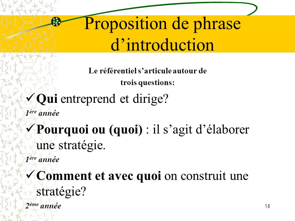 Proposition de phrase d’introduction