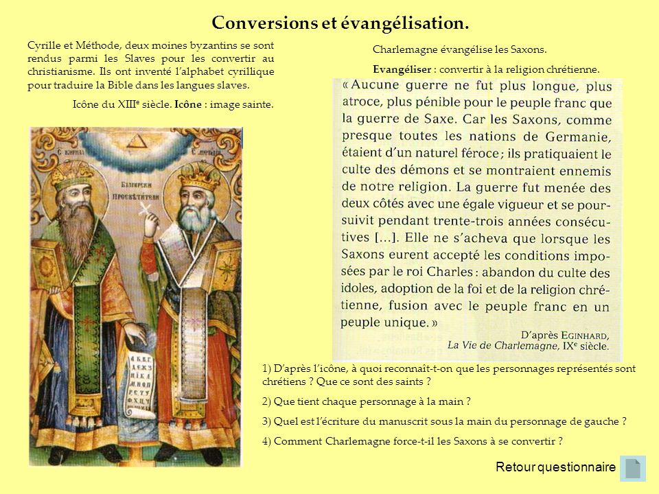 Conversions et évangélisation.