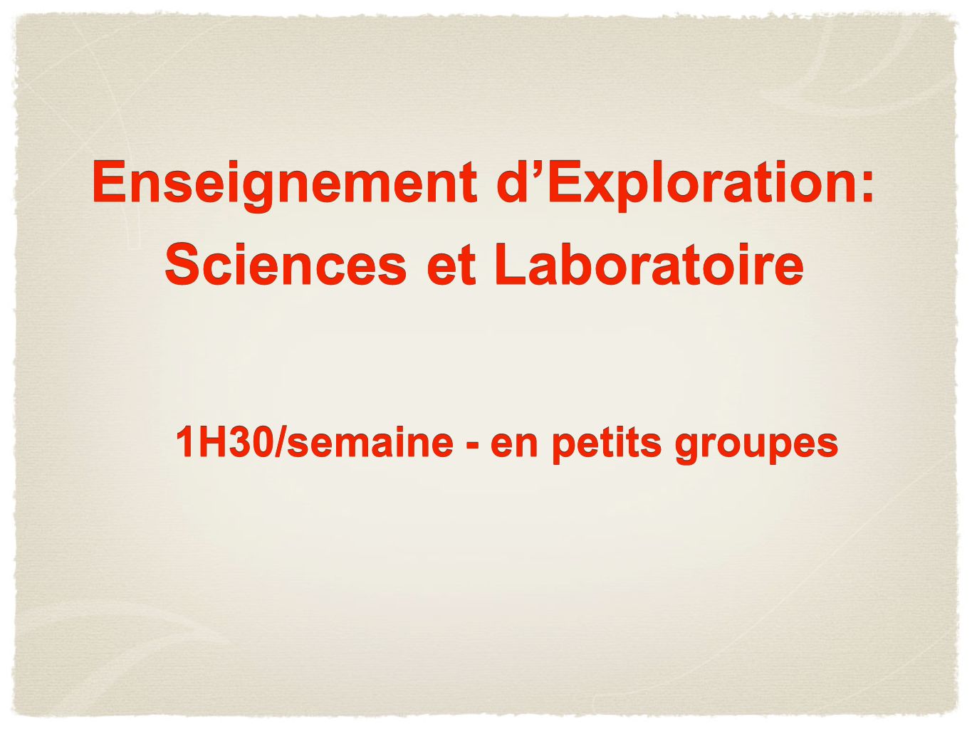 Enseignement d’Exploration: Sciences et Laboratoire
