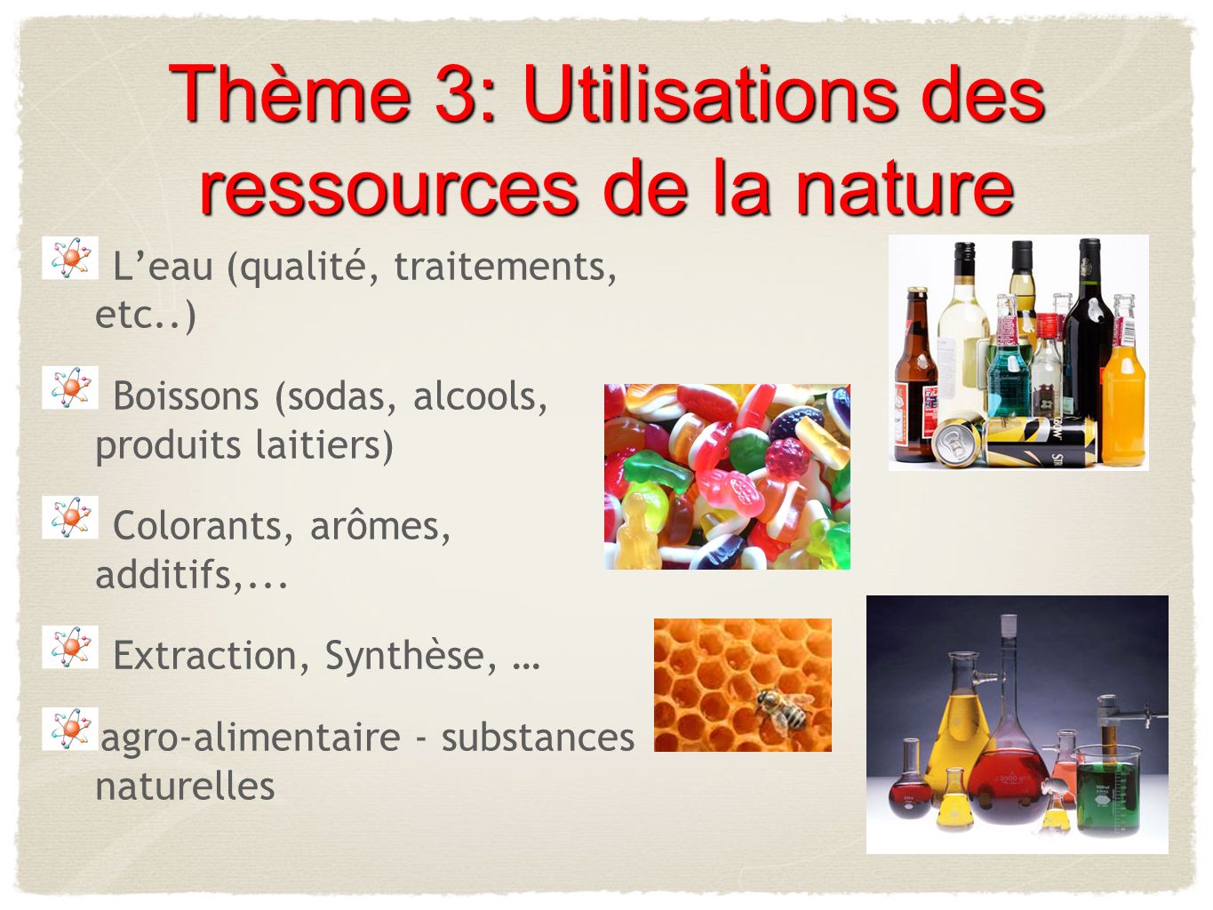 Thème 3: Utilisations des ressources de la nature