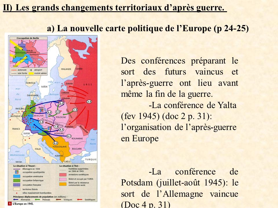 II) Les grands changements territoriaux d’après guerre.