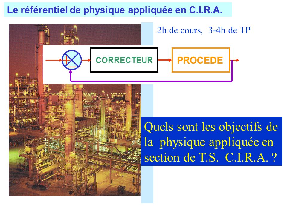 Le référentiel de physique appliquée en C.I.R.A.