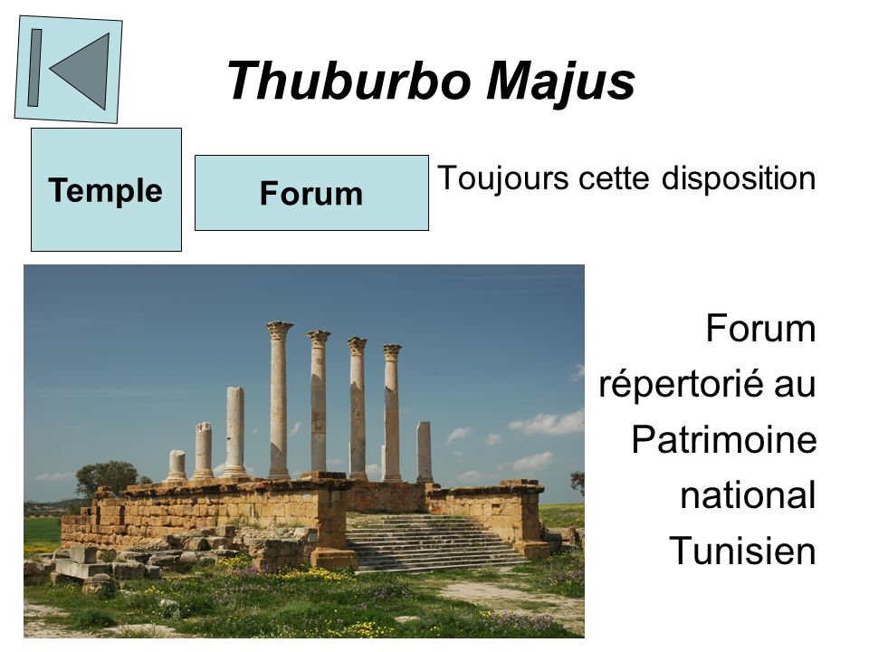 Thuburbo Majus répertorié au Patrimoine national Tunisien Temple