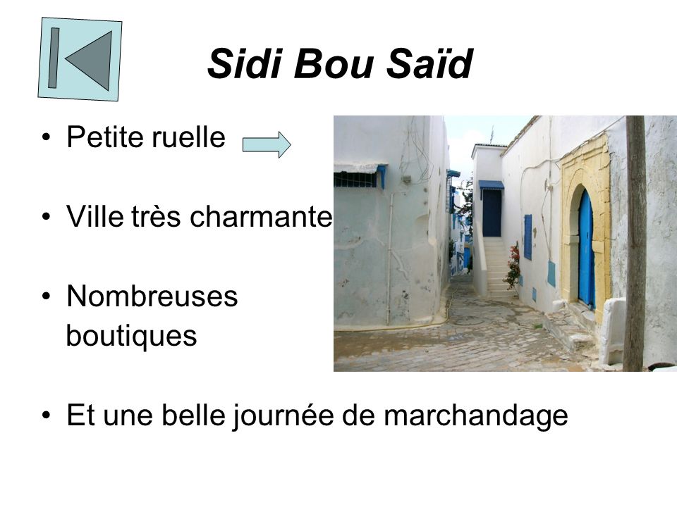 Sidi Bou Saïd Petite ruelle Ville très charmante Nombreuses boutiques
