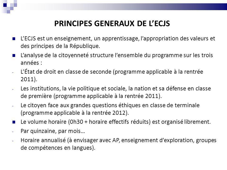 PRINCIPES GENERAUX DE L’ECJS