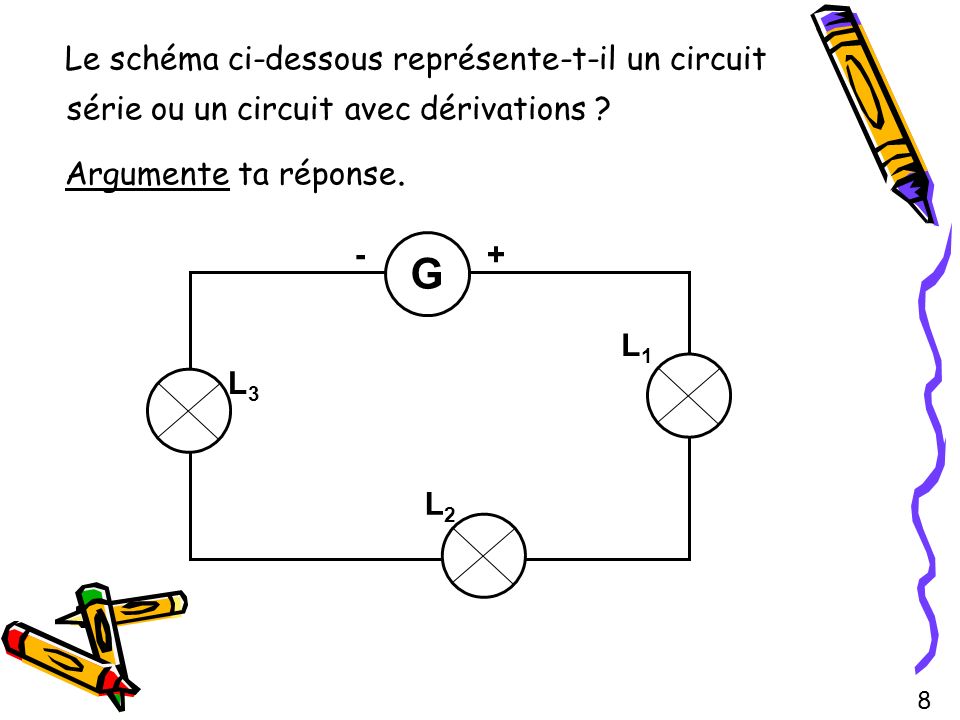 Le schéma ci-dessous représente-t-il un circuit série ou un circuit avec dérivations