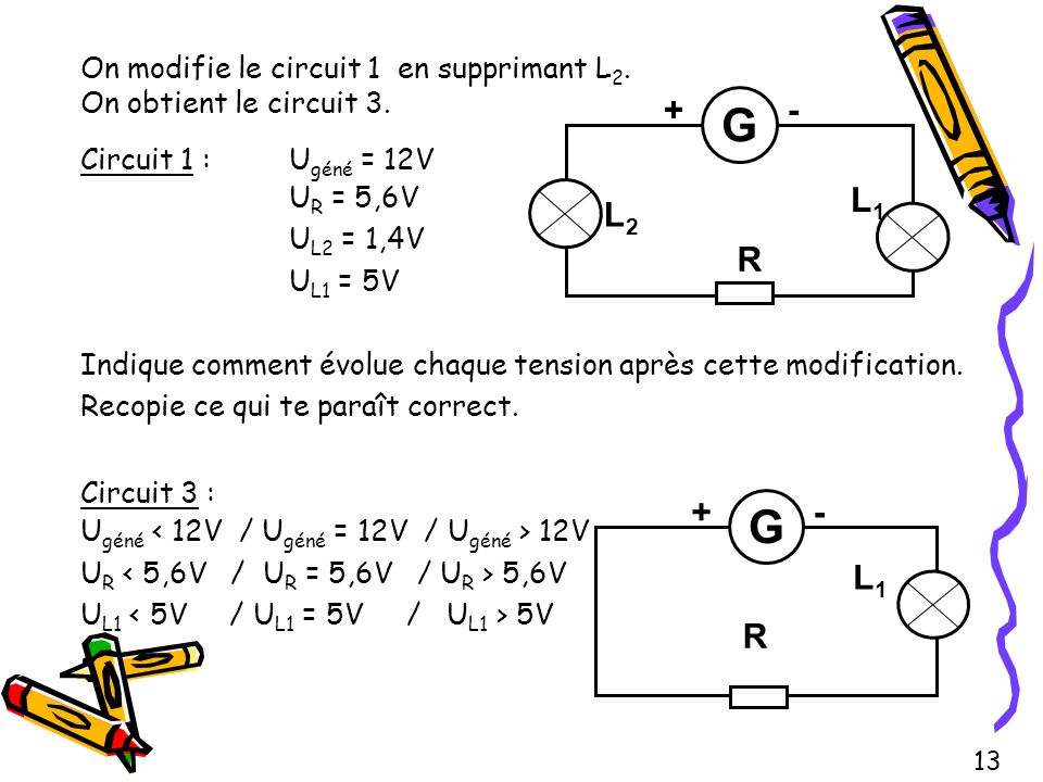 On modifie le circuit 1 en supprimant L2. On obtient le circuit 3.