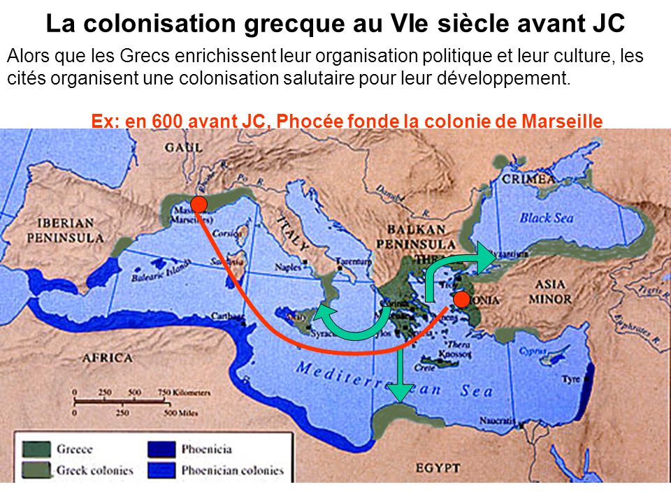 La colonisation grecque au VIe siècle avant JC
