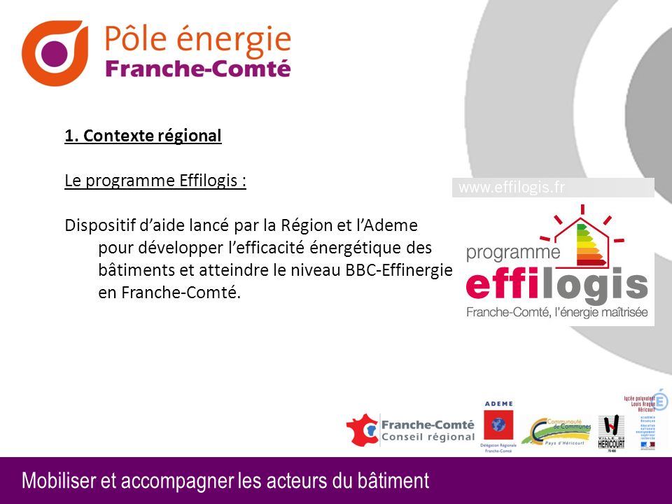 1. Contexte régional Le programme Effilogis :