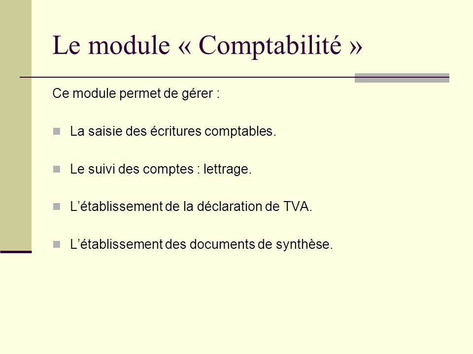 Le module « Comptabilité »