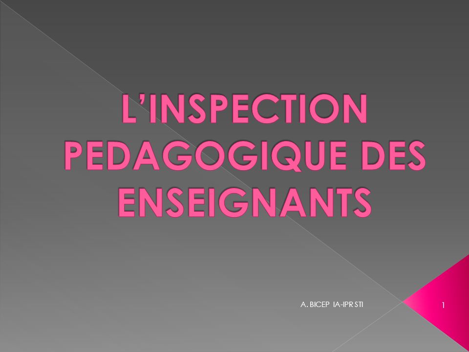 L’INSPECTION PEDAGOGIQUE DES ENSEIGNANTS