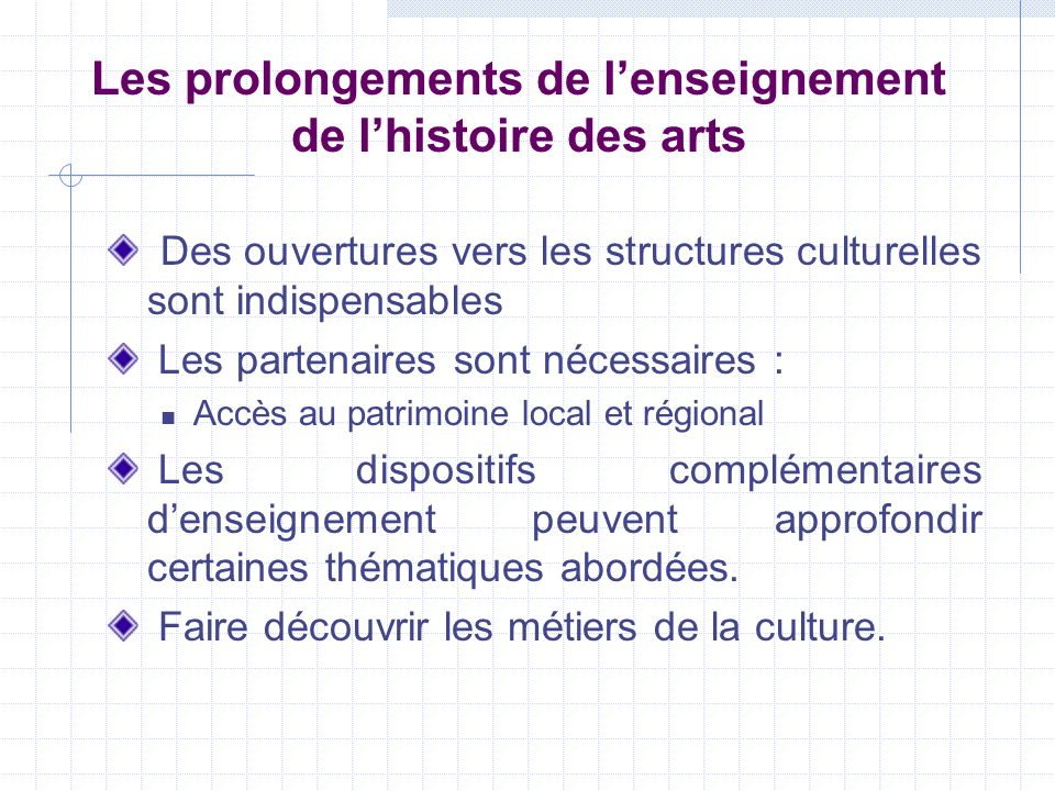Les prolongements de l’enseignement de l’histoire des arts