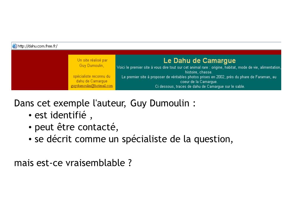 Dans cet exemple l auteur, Guy Dumoulin :