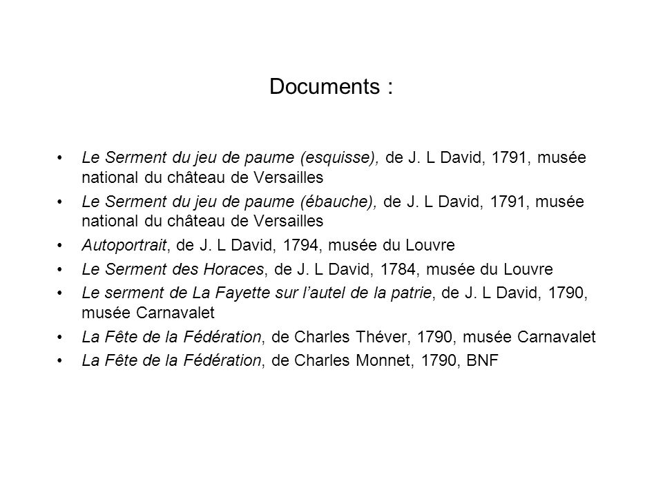 Utilisation du Serment du jeu de Paume de J. L David (1791) - ppt video  online télécharger