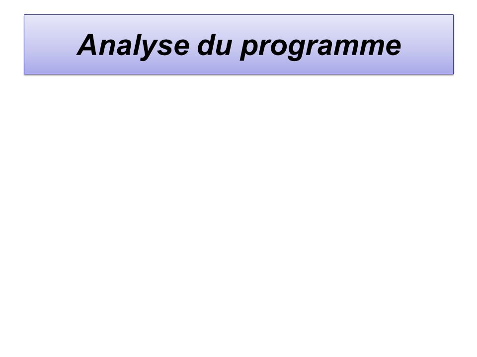 Analyse du programme