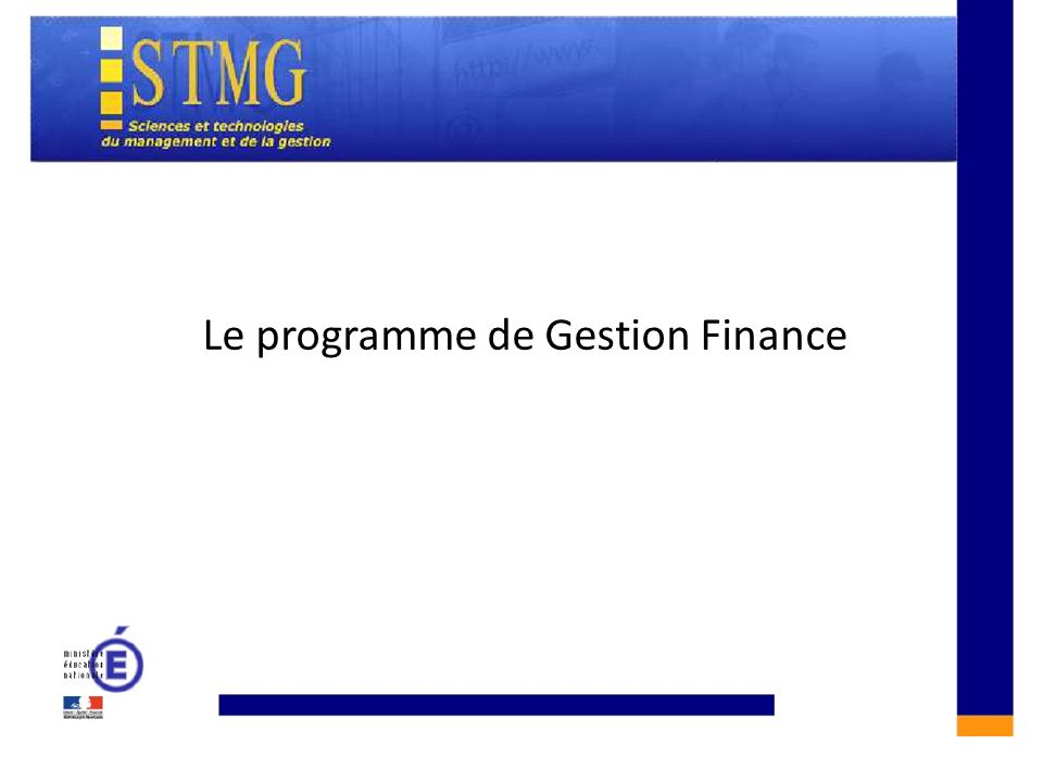 Le programme de Gestion Finance