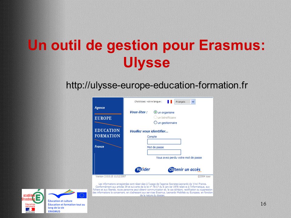 Un outil de gestion pour Erasmus: Ulysse