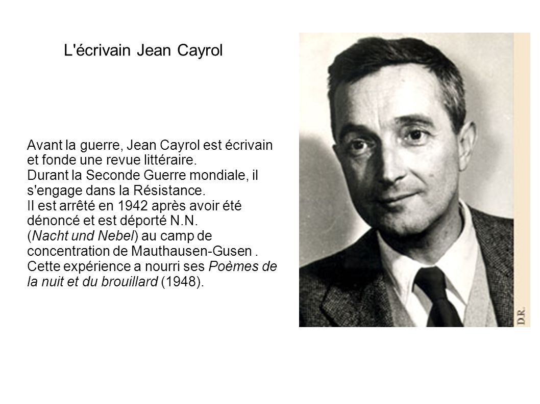 L écrivain Jean Cayrol Avant la guerre, Jean Cayrol est écrivain