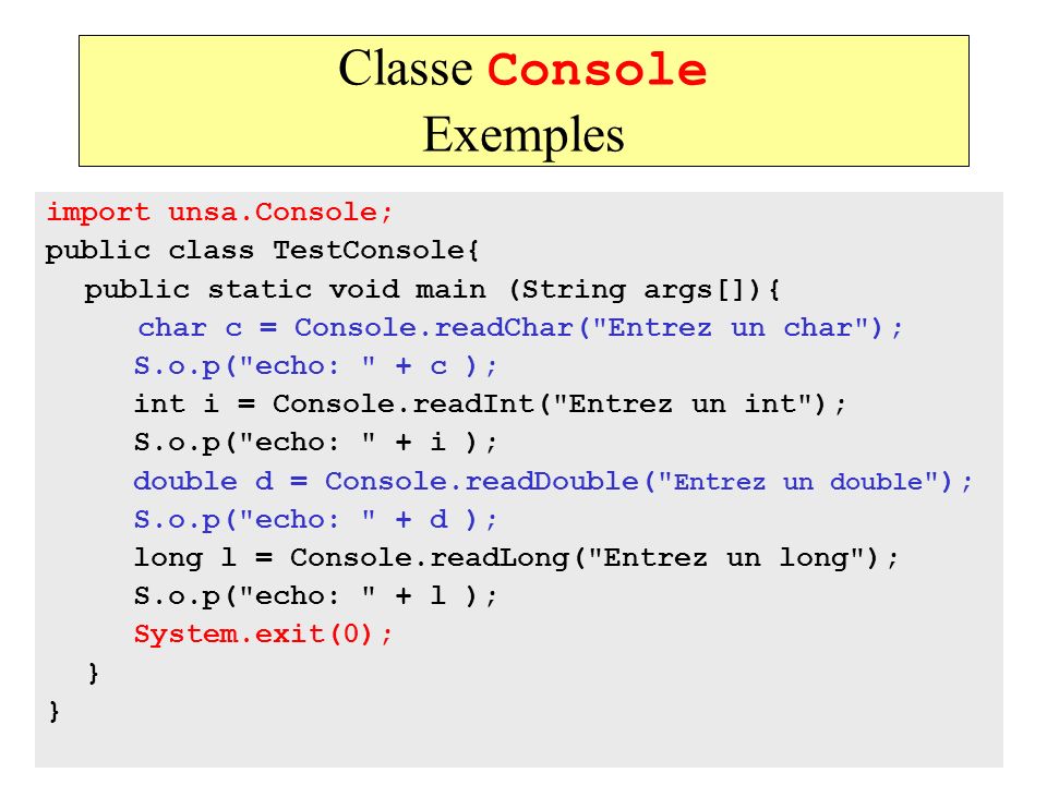 Classe Console Exemples