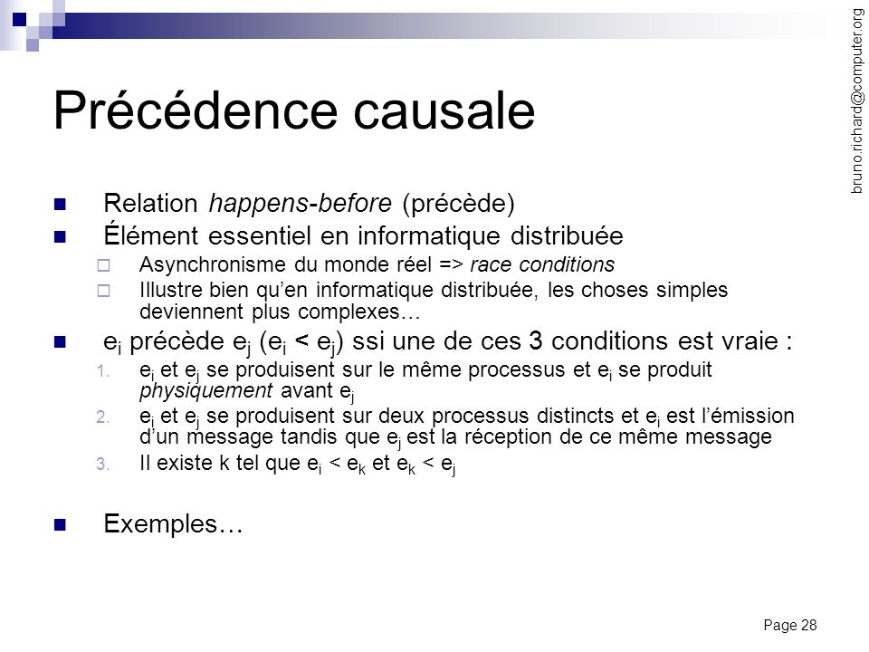 Précédence causale Relation happens-before (précède)