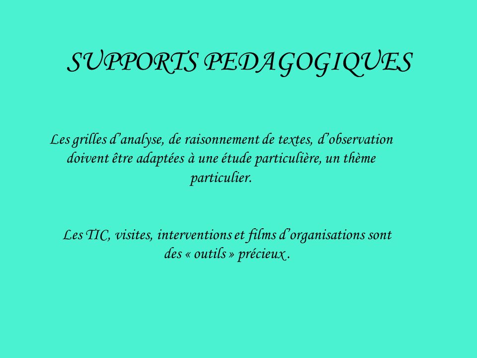 SUPPORTS PEDAGOGIQUES