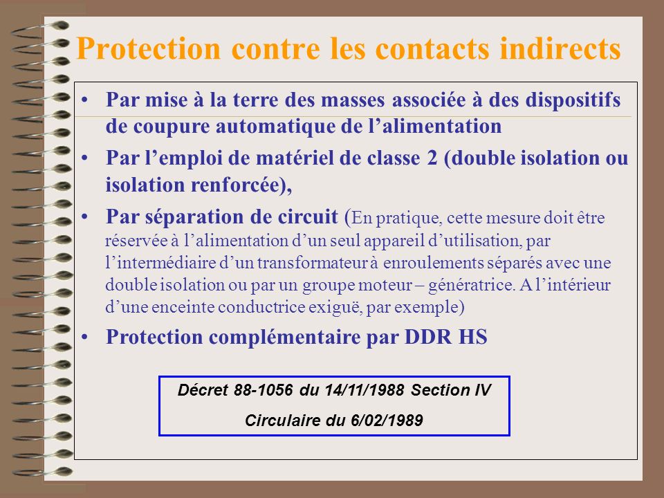 Protection contre les contacts indirects