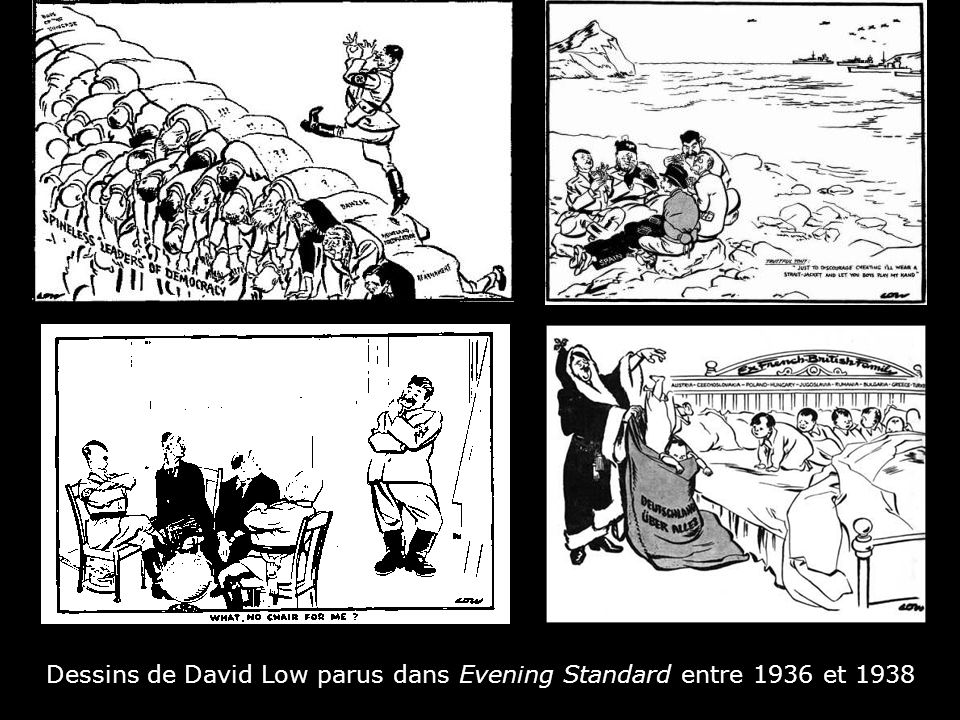 Dessins de David Low parus dans Evening Standard entre 1936 et 1938