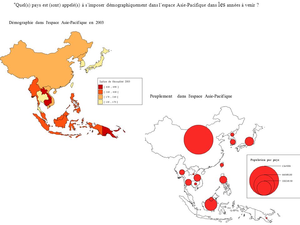 °Quel(s) pays est (sont) appelé(s) à s’imposer démographiquement dans l’espace Asie-Pacifique dans les années à venir