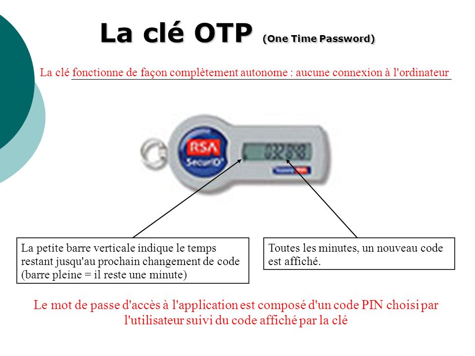 La clé OTP (One Time Password)